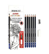 Alpino Color Experience 6 lı Grafit Kalemi 1 Paket Dereceli Çizim Kalemi Eskiz Kalem Seti Kalemtraş Silgili (Siyah)