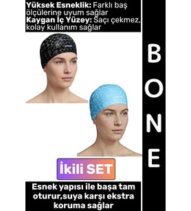 #Bone Konforlu Esnek Yumuşak Havuz Deniz Yüzme Kaygan İç Yüzey Şık Su Geçirmez Saç Bonesi İkili SET