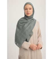 MıssColor A25256 Jakarlı Ekose Şifon Eşarp 120x120cm - Beyaz (Nefti)