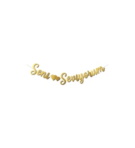 Kaligrafi Banner Gold Seni Seviyorum M248