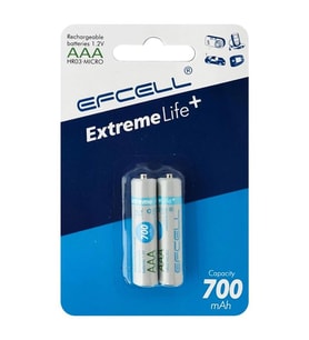 Efcell Extreme Life+ AAA 700Mah 1.2V Şarj Edilebilir Ni-MH Pil (2'Li Paket)