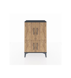 Arges Komodin 2 Raflı 4 Kapaklı 60x30x96 Antrasit-Çam
