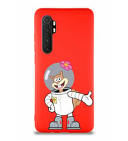 Xiaomi Mi Note 10 Lite Soft Premier Kapak Sandy Tasarımlı Silikon Kılıf - Kırmızı (Şeffaf)