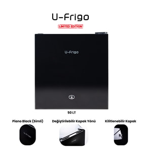 U-Frigo 50 Lt 12-24v Marin/karavan Kompresörlü Buzdolabı Temperli Cam Kapak Limited Edition Siyah