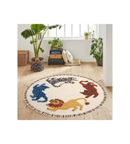 Eliana Home Baskılı, Yıkanabilir Kaymaz Taban Yuvarlak Halı LNA7350 120x120 cm (Bej)