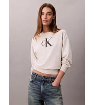 Calvin Klein Monologo Uzun Kollu Rahat Kesim Penye Bisiklet Yaka Kadın Gri Sweatshirt LV047B234G-P4P