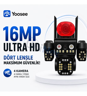 Uninet 4K Pro 16MP 4 Kameralı Wifi Güvenlik Sistemi – 3 Sabit + 1 Ptz, 360° Izleme, Renkli Gece Görüşü ve IP66