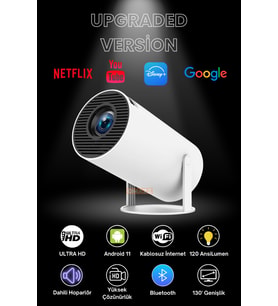 Taşınabilir Android WiFi Projektör, 720p, Beyaz, En Güncel Sürüm