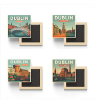 Dublin İrlanda - 4 adet - 9x9 cm Buzdolap Magneti