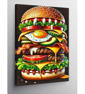 Kanvas Tablo Dev Burger Ve Malzemeler