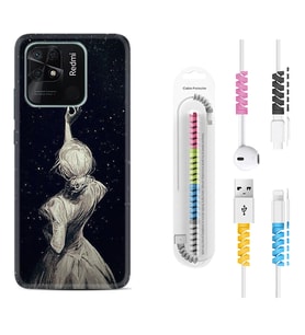 Xiaomi Poco X3 Pro M4 Pro X4 Pro C40 10C Kılıf Kablo Koruma Spiral Silikon Star Woman 1332