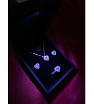 925ayar Gümüş Kalpli Set - Özel Işıklı Kutu ile Birlikte