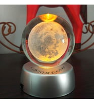 Gifttime Kişiye Özel Dolunay Ay Gezegen Işıklı 6 Cm Çapında Cam Kristal Küre