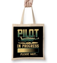 Pilot In Progress Please Wait Airplane Pilot Bez Çanta Uzun Saplı