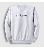 Presmono Unisex Beyaz Energy Milk Coffee Science Albert Einstein Sweatshirt 332700tt (Beyaz)