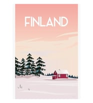 Finlandiya Seyahat Afişi Aurora Borealis Kuzey Işıkları Tablo Ahşap Poster Dekoratif
