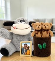 Kişiye Özel Fotoğraflı Peluş Eşek ve Peluş Saksıda Ayıcık Buketi Sevgiliye Hediye Seti