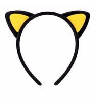 Peluş Kedi Kulak Taç Sarı Siyah – Çocuk Parti & Kostüm Tacı