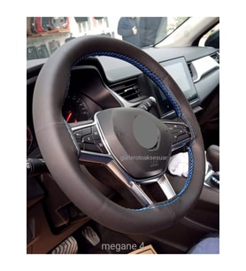 Renault Megane 4 Uyumlu Dikmeli Direksiyon Kılıfı Mavi İpli (38×10.5cm)