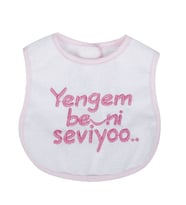 Kız Bebek Yengem Beni Çok Seviyooo Nakışlı Pembe Su Geçirmez Önlük