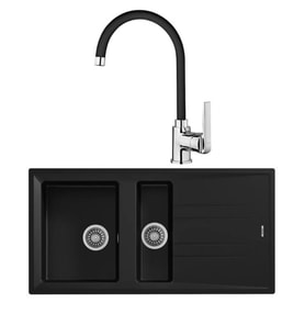 Teka Stone 60 B-TG Metalik Siyah Granit Eviye + Teka IN 995 FN Siyah Kuğu Mutfak