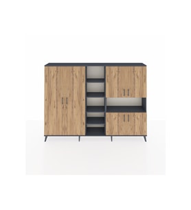 Arges Dolap 13 Raflı 6 Kapaklı 220x30x163 Antrasit-Çam/Antrasit