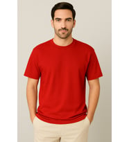 Oversize Unisex Yarım Kollu Bisiklet Yaka %100 Pamuk Baskısız T-shirt (Kırmızı)