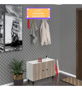 Kenzlife ayakkabılık galoş3 crdbyz 53*080*32 kapaklı 3 raflı 12 çift ayakkabı kapasitesi (Beyaz)