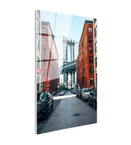 Tamperli Gerçek Cam Tablo New York Köprüsü ve Tuğla Binalar Şehir Mimari Tablo Duvar Dekoru