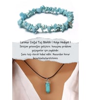 Larimar Doğal Taş Bileklik ( Kolye Hediyeli )