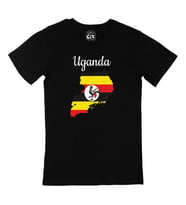 Uganda Haritalı ve Bayraklı Siyah Tişört