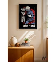 Tokyo Ghoul Kaneki Maske Poster, Siyah Çerçeveli Duvar Tablosu - Anime Severlere Özel