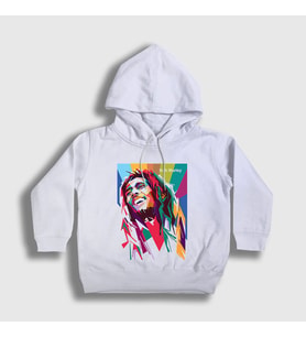 Presmono Unisex Çocuk Beyaz Colors Bob Marley Kapüşonlu Sweatshirt 264732tt