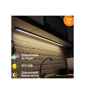 Mutfak Tezgah Üstü Dokunmatik Led Bar Aydınlatma GÜN IŞIĞI 150cm