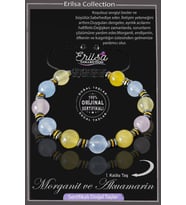 Sertifikal Gerçek Hematit - Morganit - Akuamarin Taşı Bileklik (Çok Renkli)