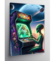 Kanvas Tablo Atari Oynayan Uzaylı