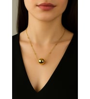 Altın Renk Top Zincir Kadın Küre Uçlu Minimal Zincir Çelik Kolye