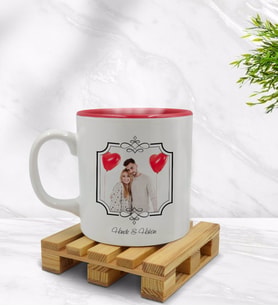BK Gift Kişiye Özel İsimli Fotoğraflı İçi Kırmızı Renkli Kupa Bardak Model 31