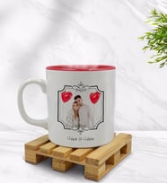 BK Gift Kişiye Özel İsimli Fotoğraflı İçi Kırmızı Renkli Kupa Bardak Model 31