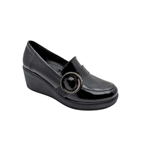 Qymara  Hakiki Deri Dolgu Topuklu Loafer - SİYAH - 39