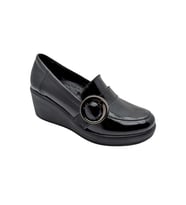 Qymara  Hakiki Deri Dolgu Topuklu Loafer - SİYAH - 39