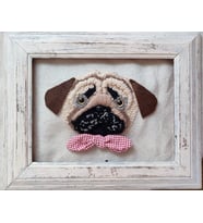 PUNCH OFFİCE PUG KÖPEK DESEN PUNCH AHŞAP VİNTAGE ÇERÇEVE TABLO