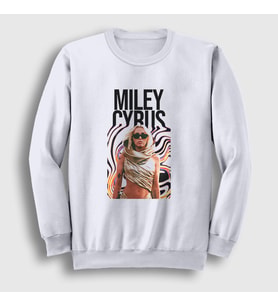 Presmono Unisex Beyaz Flowers Miley Cyrus Sweatshirt 400628tt