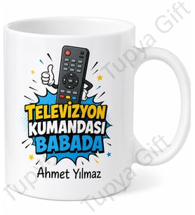 Televizyon Kumandası Babada Yazılı Komik Kupa Bardak Babalar Günü Hediye