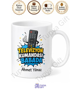 Televizyon Kumandası Babada Yazılı Komik Kupa Bardak Babalar Günü Hediye
