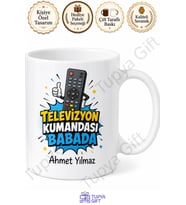Televizyon Kumandası Babada Yazılı Komik Kupa Bardak Babalar Günü Hediye