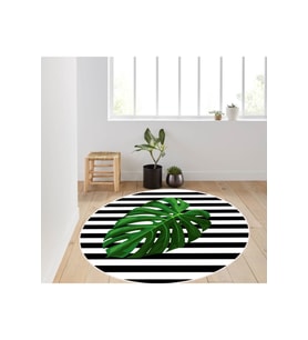 Eliana Home Baskılı, Yıkanabilir Kaymaz Taban Yuvarlak Halı LNA7122 120x120 cm (Yeşil)