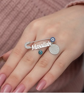 925 Ayar Gümüş Maşallah Nazarlı Bebek Çengelli İğne
