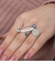 925 Ayar Gümüş Maşallah Nazarlı Bebek Çengelli İğne