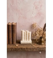 Vintage Kitaplar 3'lü Mum - Mumelia Candles Doğal Soya, El Yapımı, Dekoratif - Beyaz